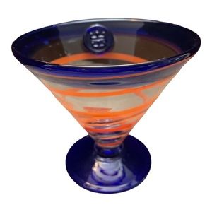 Kosta Boda Martini Glass Blue and Orange Swirl